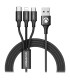 کابل تبدیل USB به Iphone Lightning و Type-C و Micro USB ولکانو VK-20039