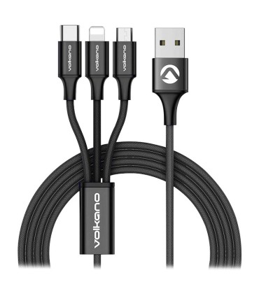 کابل تبدیل USB به Iphone Lightning و Type-C و Micro USB ولکانو VK-20039