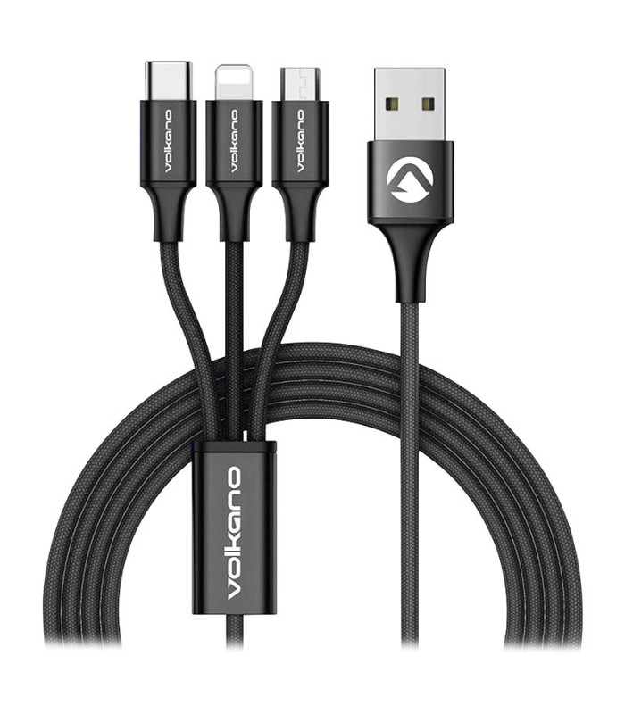کابل تبدیل USB به Iphone Lightning و Type-C و Micro USB ولکانو VK-20039