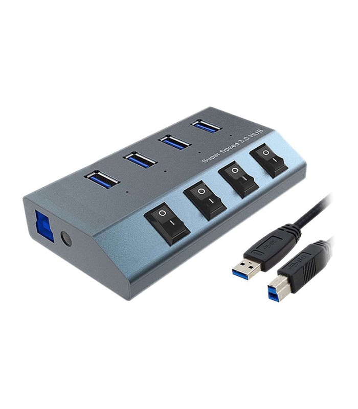 هاب 4 پورت USB 3.0 کلید دار همراه آداپتور فرانت FN-U3H440S