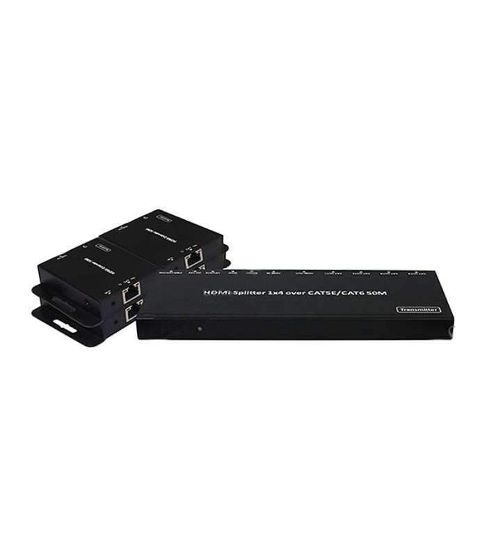 اسپلیتر 4 پورت HDMI با قابلیت انتقال روی کابل شبکه تا 70 متر همراه 4 گیرنده فرانت FN-V149