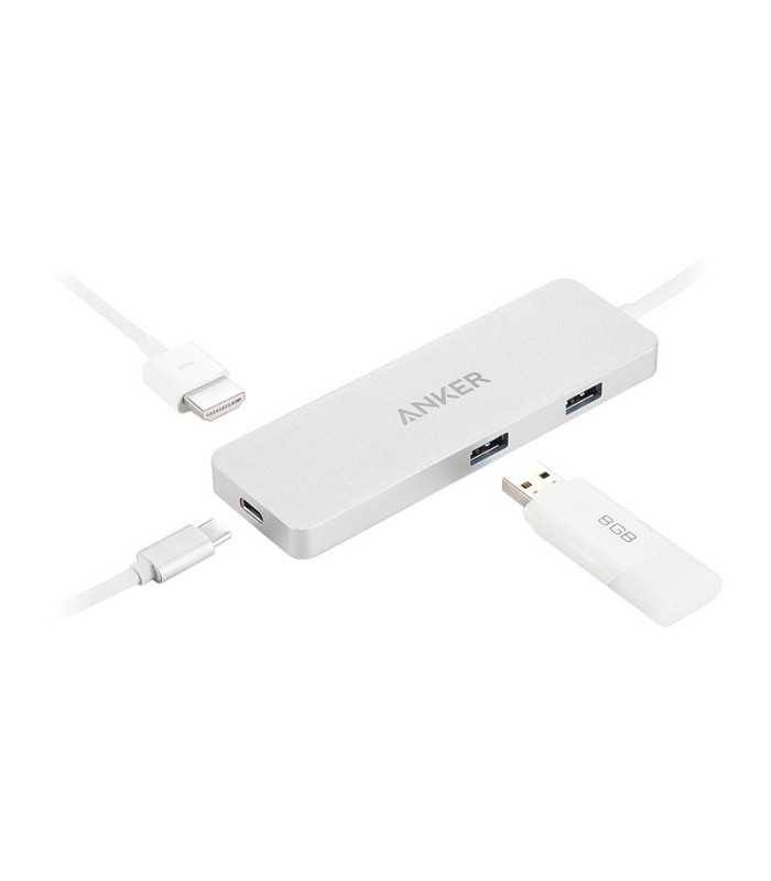 هاب 4 پورت Type C به USB 3.0 با پورت HDMI با قابلیت PD انکر A8342