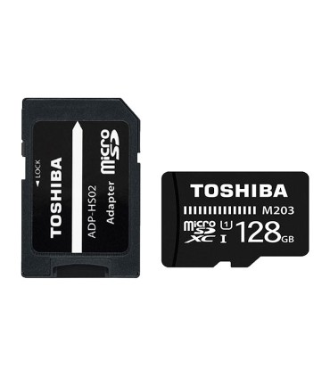 کارت حافظه microSDXC توشیبا UHS-I M203 کلاس 10 سرعت 100MBps ظرفیت 128 گیگابایت همراه با آداپتور SD