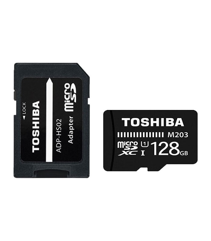 کارت حافظه microSDXC توشیبا UHS-I M203 کلاس 10 سرعت 100MBps ظرفیت 128 گیگابایت همراه با آداپتور SD