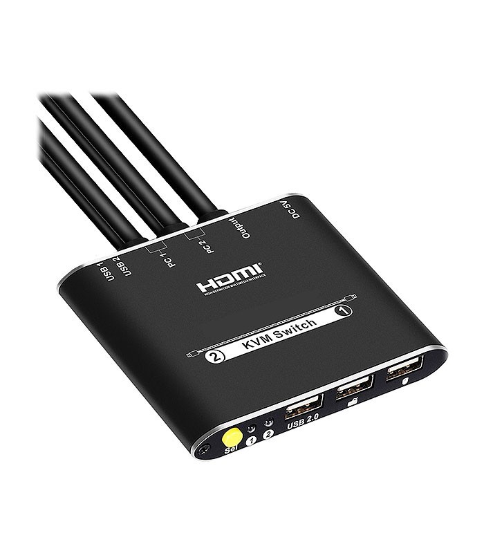کی وی ام سوئیچ 2 پورت HDMI همراه کابل لایمستون LS-HKC0201