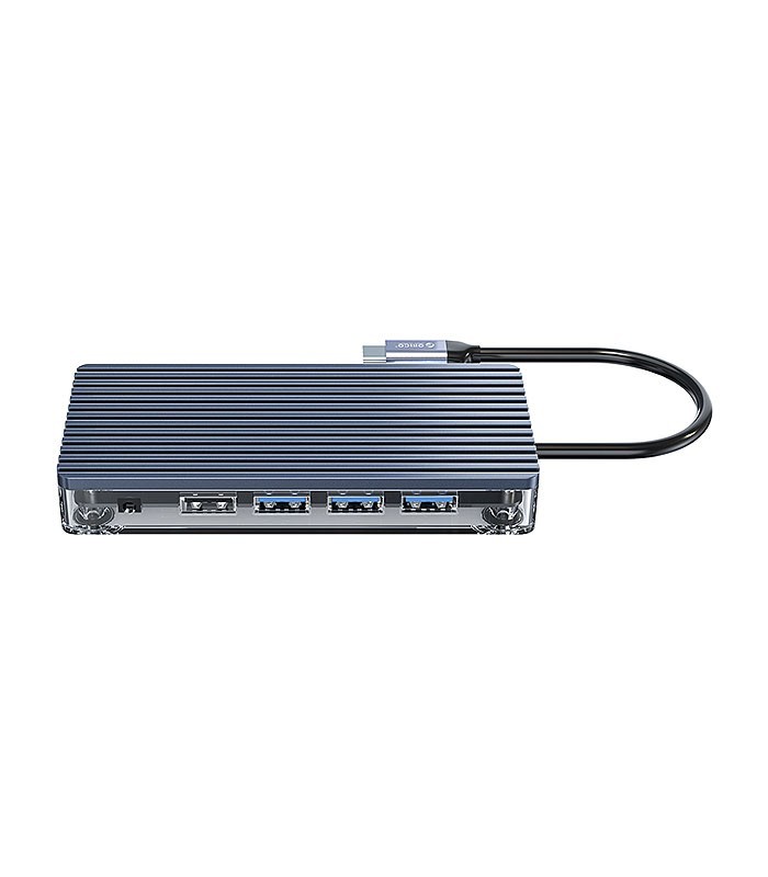 هاب 11 پورت Type C به USB 3.0 - 2.0 با پورت میکروفون و HDMI و LAN و VGA و درگاه کارت حافظه با قابلیت PD اوریکو WB-11P