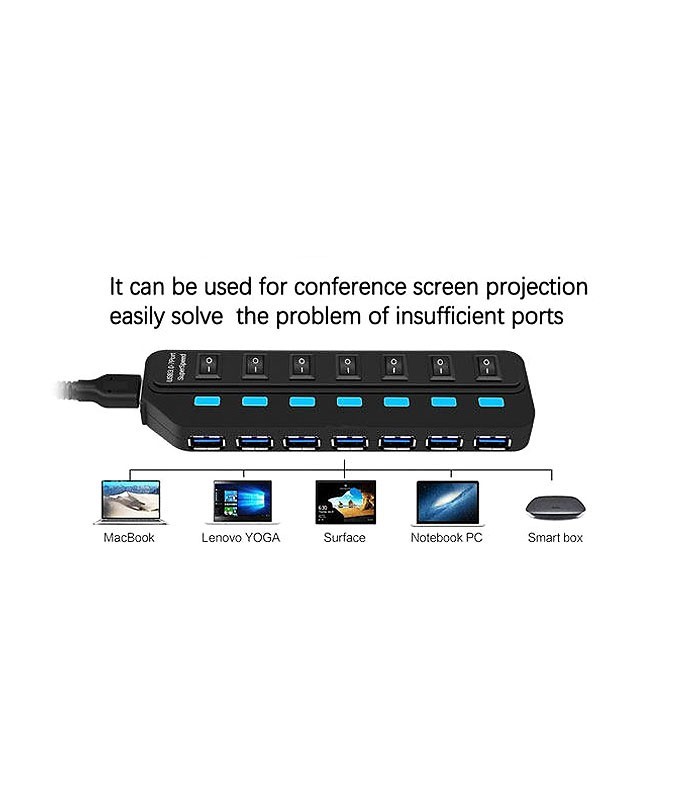 هاب 7 پورت USB 3.0 کلید دار همراه آداپتور فرانت FN-U3H701S