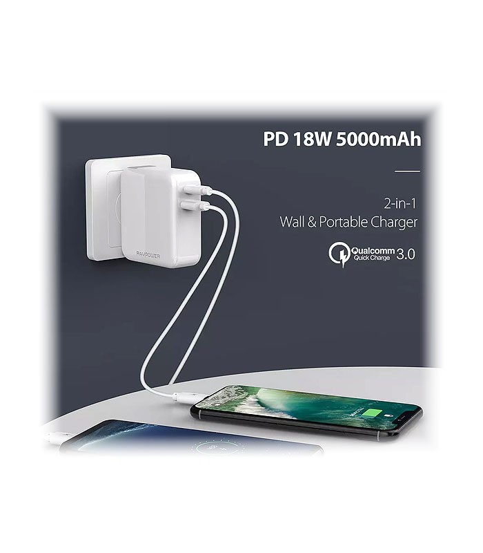 شارژر پاوربانک راوپاور RP-PB101 با ظرفیت 5000 میلی آمپر ساعت