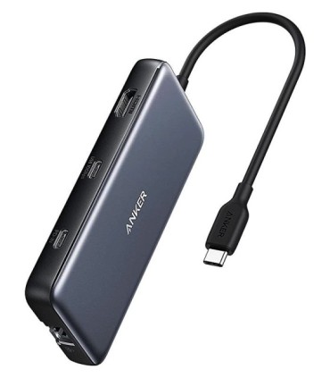 هاب 8 پورت Type C به USB 3.1 با پورت Type C و HDMI و LAN و درگاه کارت حافظه با قابلیت PD انکر 555 A8383 