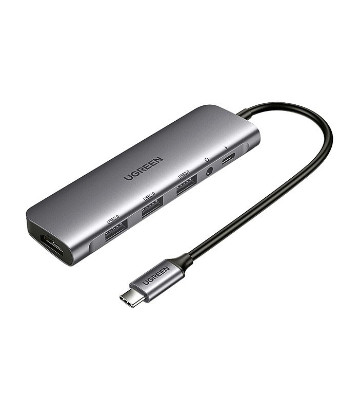 هاب 6 پورت Type C به USB 3.0 با پورت میکروفون و HDMI با قابلیت PD یوگرین 80132 CM136