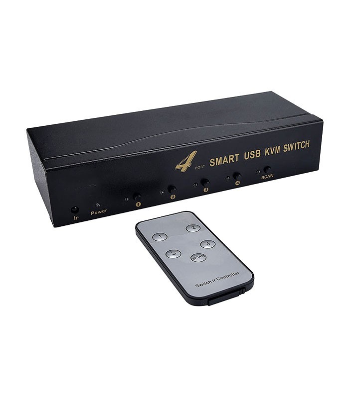 کی وی ام سوئیچ 4 پورت VGA با پورت USB همراه کابل فرانت FN-K4US