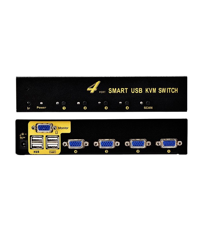 کی وی ام سوئیچ 4 پورت VGA با پورت USB همراه کابل فرانت FN-K4US