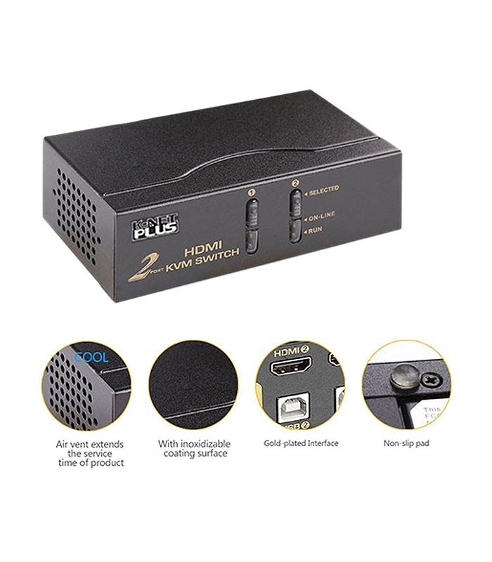 کی وی ام سوئیچ 2 پورت HDMI اتوماتیک کی نت پلاس KP-H622