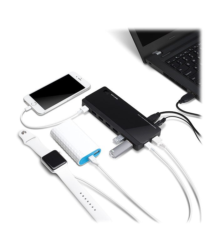 هاب 7 پورت USB 3.0 با 2 پورت شارژ تی پی لینک UH720