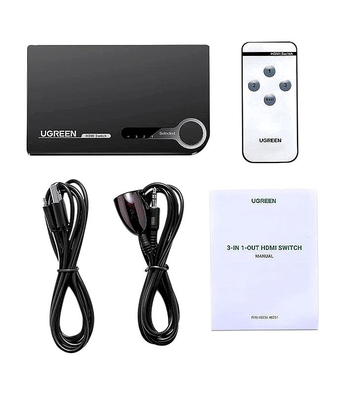 سوئیچ 3 پورت HDMI با قابلیت 3D و رزولوشن 4K با ریموت کنترل یوگرین 40234