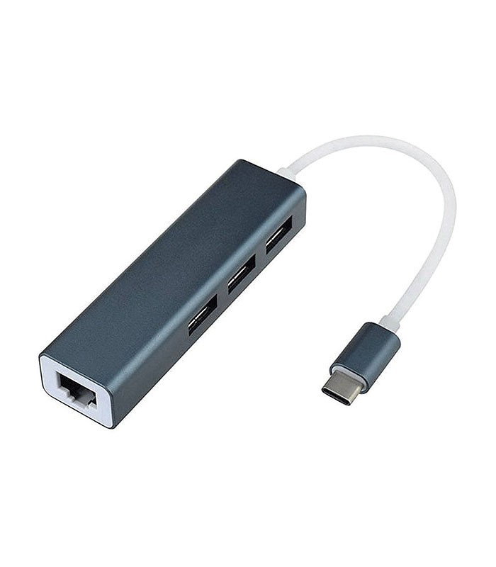 هاب 4 پورت Type C به USB 2.0 با پورت LAN بیاند BA-490