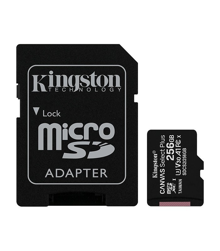 کارت حافظه microSDXC کینگستون Canvas Select Plus کلاس 10 سرعت 100MBps ظرفیت 256 گیگابایت همراه با آداپتور SD