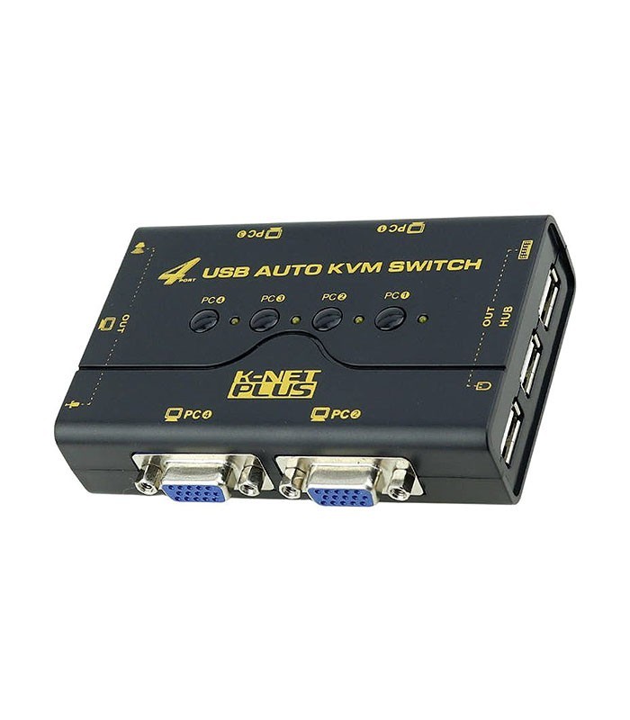 کی وی ام سوئیچ 4 پورت VGA اتوماتیک همراه کابل کی نت پلاس KP-U624