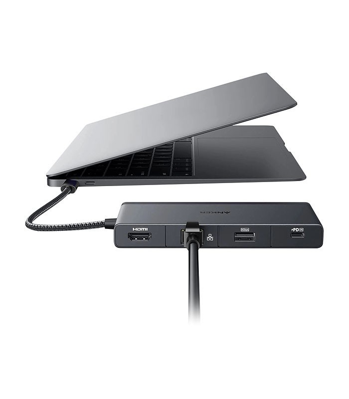 هاب 9 پورت Type C به USB 3.2 - 2.0 با پورت HDMI و Type C و LAN و درگاه کارت حافظه با قابلیت PD انکر 552 A8373