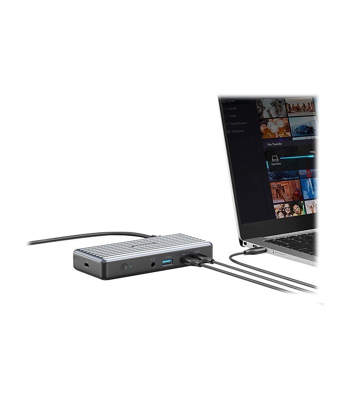 هاب 9 پورت Type C به USB 3.1 - 2.0 با پورت میکروفون و HDMI و Type C و LAN و DisplayPort با قابلیت PD انکر A8394