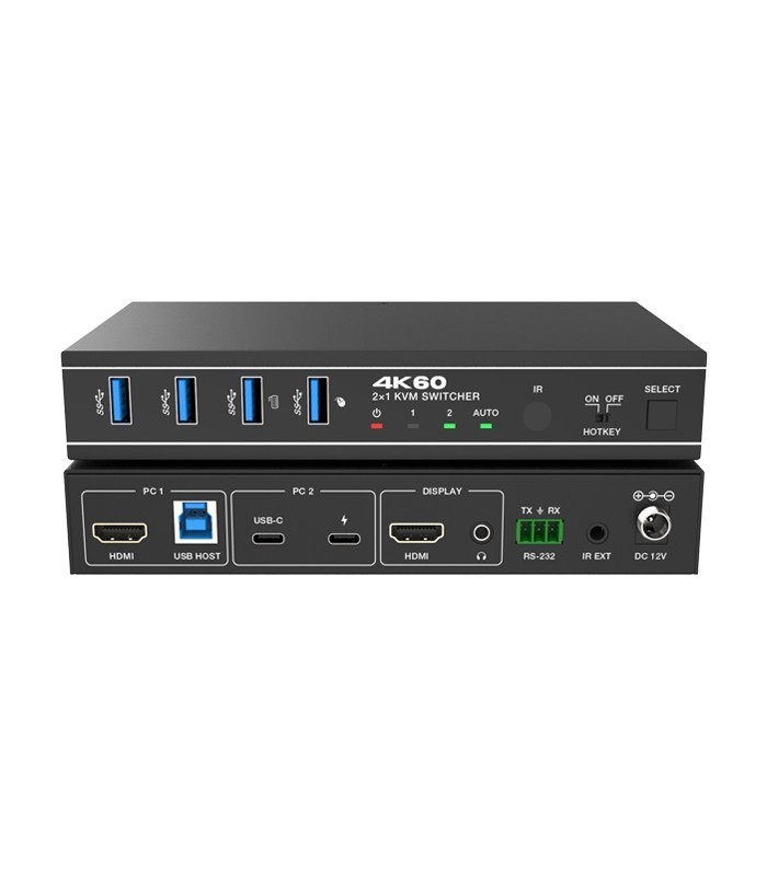کی وی ام سوئیچ 2 پورت HDMI همراه کابل فرانت FN-K3C21