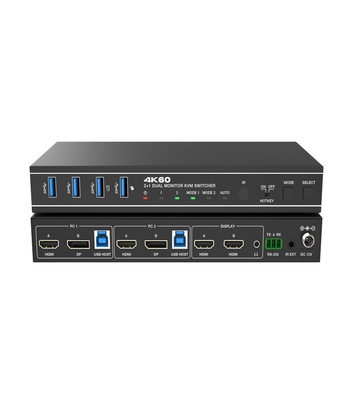 کی وی ام سوئیچ 2 پورت HDMI همراه کابل فرانت FN-K3D21