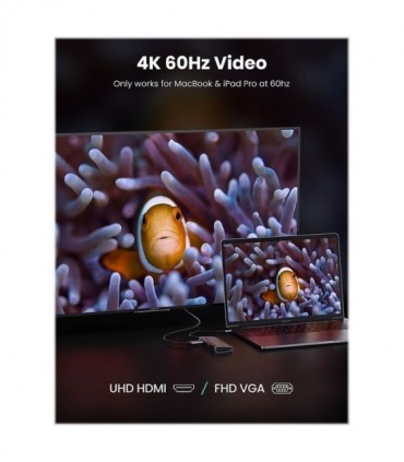 هاب 9 پورت Type C به 3.0 USB با پورت HDMI و VGA و LAN و درگاه کارت حافظه با قابلیت PD یوگرین 70490 CM179