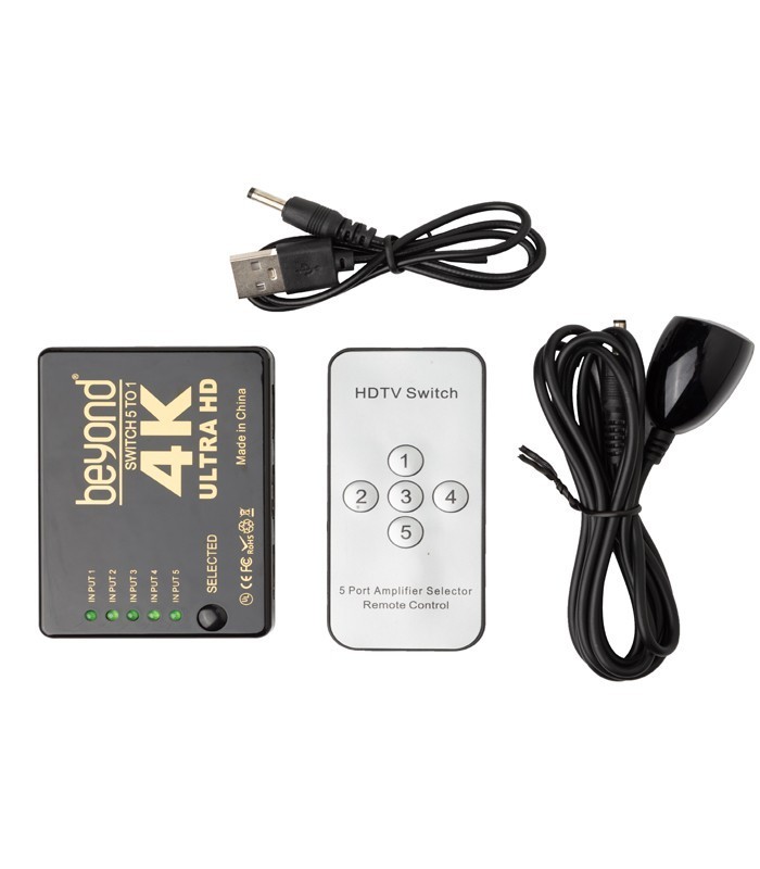 سوئیچ 5 پورت HDMI با قابلیت 3D و رزولوشن 4K با ریموت کنترل بیاند BA-717