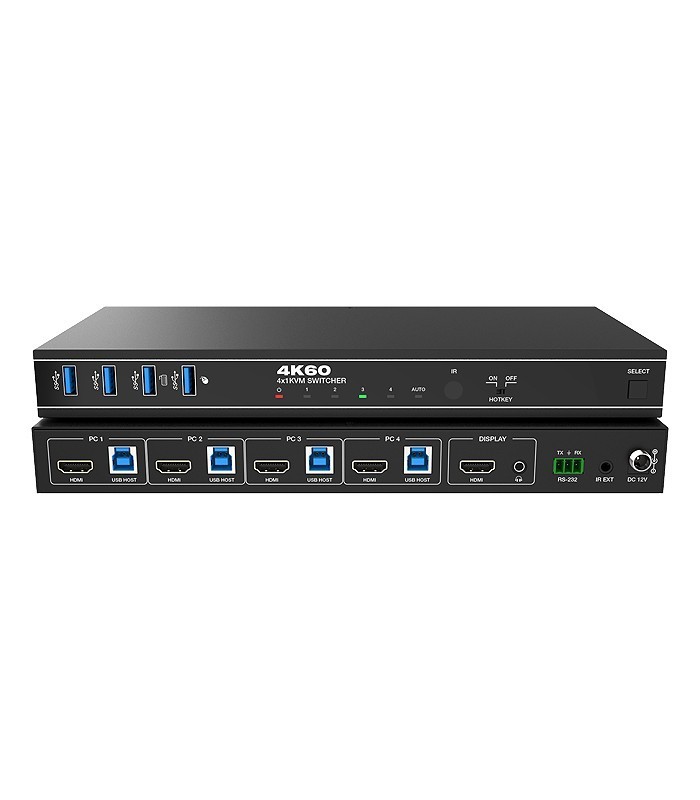کی وی ام سوئیچ 4 پورت HDMI همراه کابل فرانت FN-K3H41
