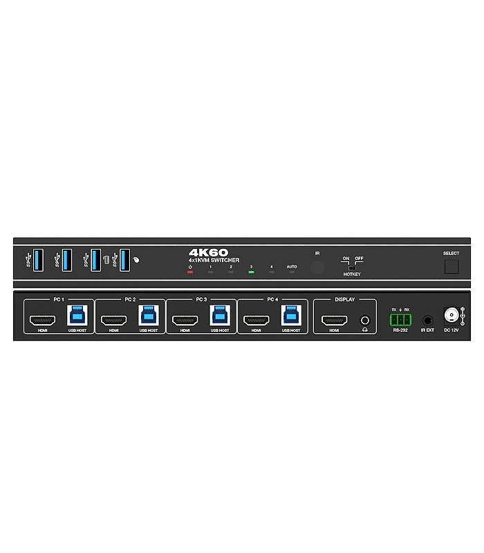 کی وی ام سوئیچ 4 پورت HDMI همراه کابل فرانت FN-K3H41
