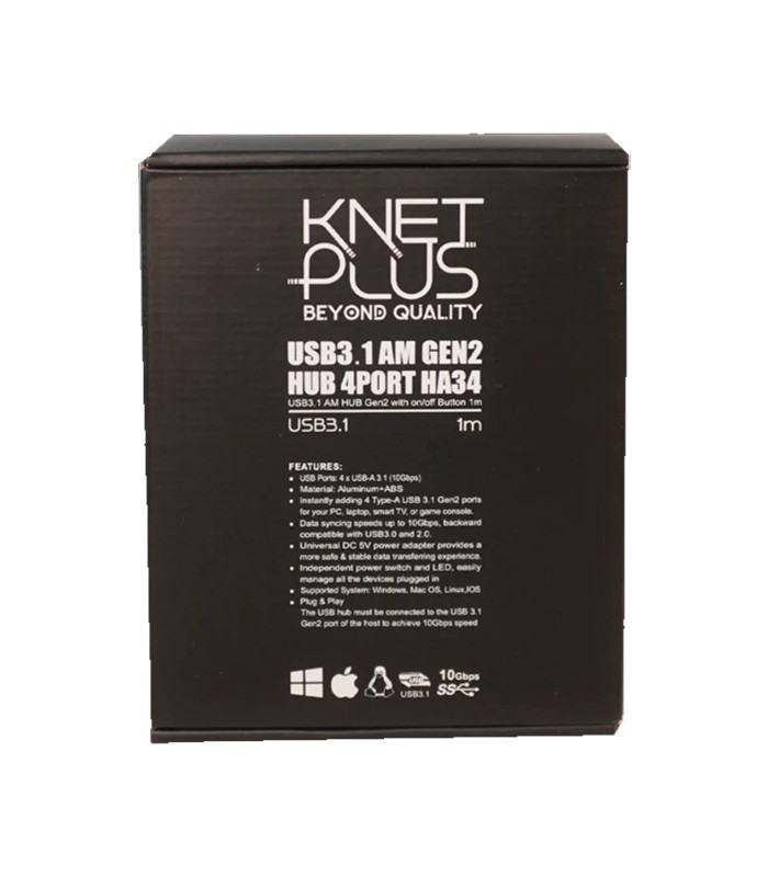 هاب 4 پورت USB 3.1 Gen2 کی نت پلاس KP-HUAMHA34
